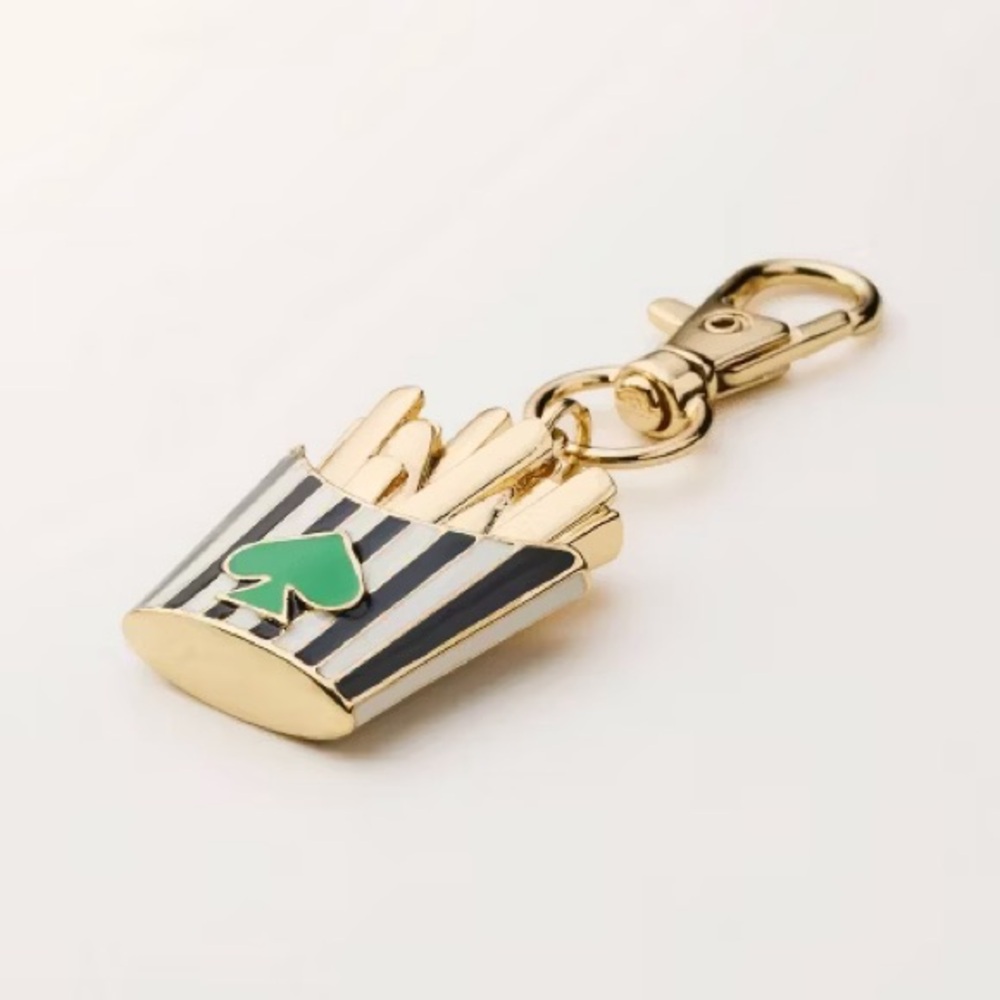 NWT French Fry Bag Charm Keychain- kate spade new york x Target Gold/Black/Green - Picture 4 of 7